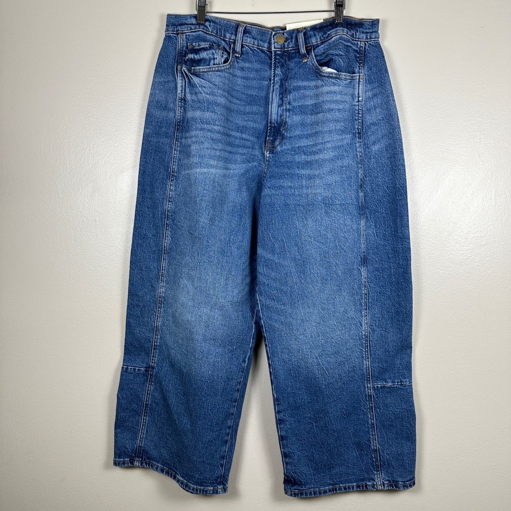 a.n.a‎ Women's 16 Highest-Rise Barrel Jeans Blue Tapered Curved Leg NEW